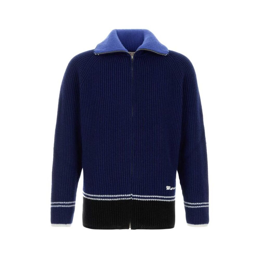Marni Men Blue Wool Blend Cardigan